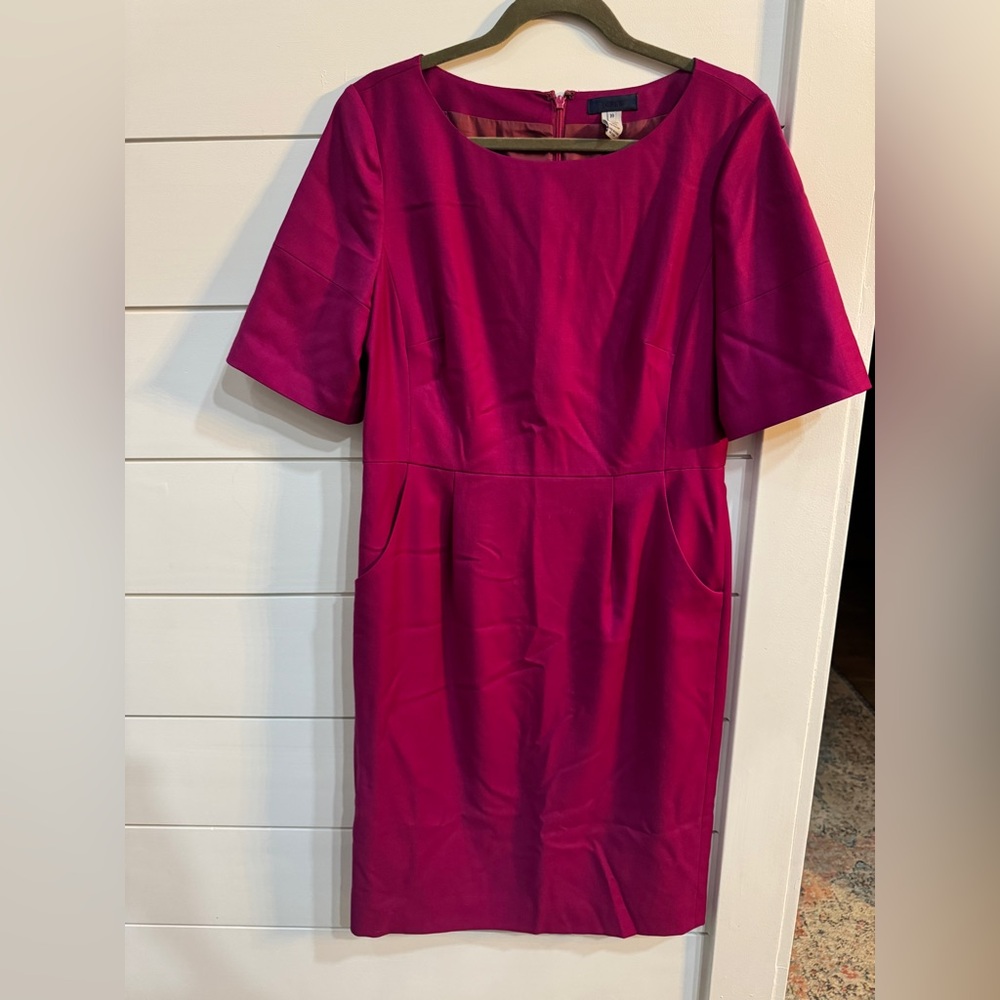 J. Crew 100% Wool Magenta Dress
Size 10